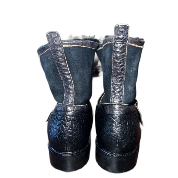 Ross & Snow Federico SP Black Moto Boots Shearling Lined Italian Leather 10.5 - Picture 6 of 10